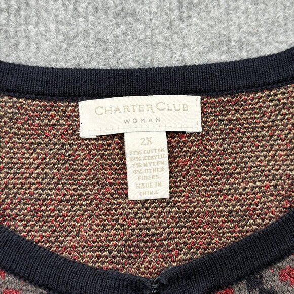 Charter Club Longline Cardigan Jacket Medallion Print Boho Aztec Western Size 2X - Picture 6 of 10